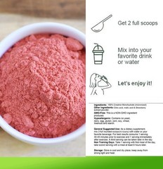 FDC Creatine Monohydrate 500g (18OZ) , Micronized powder Strawberry Flavored