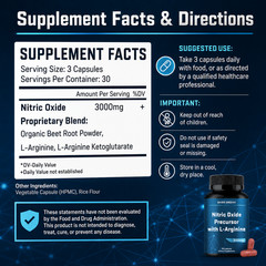 BASIC GREENS L-Arginine 3000mg Nitric Oxide Supplement Beet Root Vegan 90 Caps