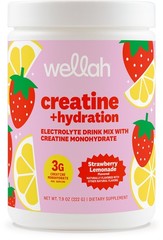 Wellah Creatine + Hydration Powder (Strawberry Lemonade) 30 Servings – Drink Mix