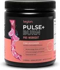LEGION Pulse+ BURN Pink Lemonade – High Stim Pre Workout NO Booster, L-Carnitine