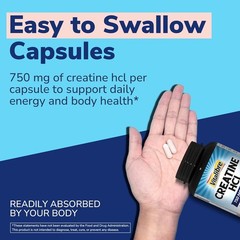 750mg Pure Creatine HCl – No Bloat, Once Daily for Optimal Performance, 90 Caps