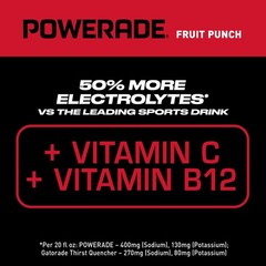 POWERADE Fruit Punch Electrolyte Sports Drink, 20 fl oz, 8 Pack Bottles