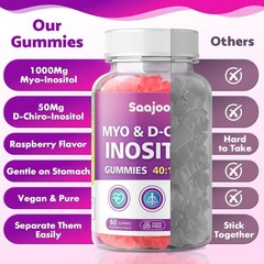 Saajoor Myo-Inositol & D-Chiro-Inositol Gummies with Vitamin D3, Magnesium