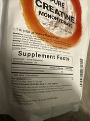 Creatine Monohydrate Powder 500 Grams (1.1 LBS), 5000mg Per Serv, Micronized …