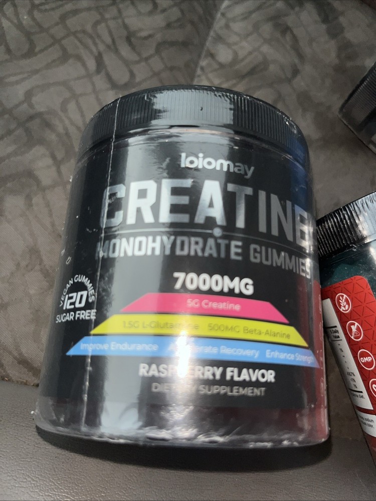 Creatine Monohydrate Gummies Raspberry Flavor 7000 Mg 120 Servings Sugar Free