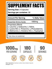 BulkSupplements Essential Amino Acids (EAA) Capsule 180ct – 1g Per Serving