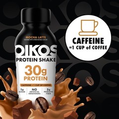 Oikos 30g Protein Shake, Mocha Latte, Shelf Stable, High 3 Fl Oz (Pack of 4)