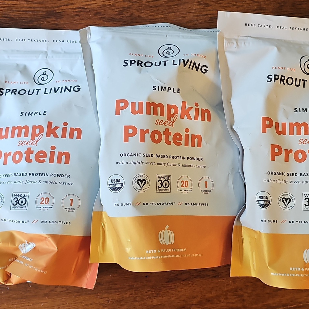 Sprout Living Cold-Pressed Pumpkin Seed Protein Powder Organic Vegan 3x1lb