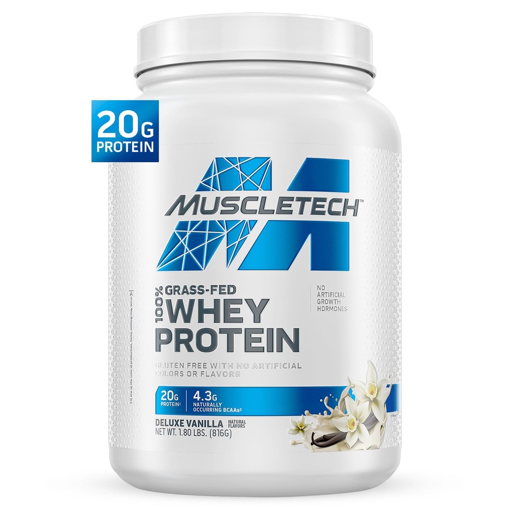 Muscletech Grass-Fed Whey Protein Powder Deluxe Vanilla 1.8 Lb – Smoothie