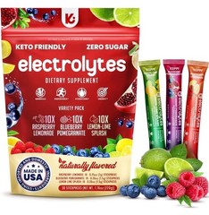 Keppi Keto Electrolytes Powder Packets Variety | No Sugar or Carbs, 30 ct