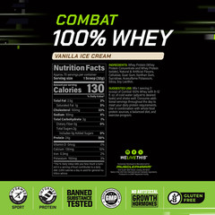 MusclePharm Combat 100% Whey Protein Powder – 5 lb, 70 Servings, Vanilla
