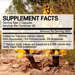 Cistanche Tubulosa 400mg Extract Strength and Endurance Gluten-Free and Non-GMO