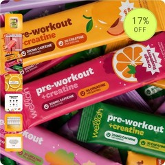 Wellah Pre-Workout + Creatine Powder Stick Packs Variety Pack 20ct 3g 200mg