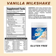 Pure Protein Whey Protein Powder Vanilla Cream Low Sugar Gluten Free 1lb Tub