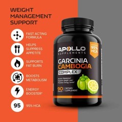 Apollo Garcinia Cambogia Appetite Suppressant For Weight Loss 100% Natural 90 c