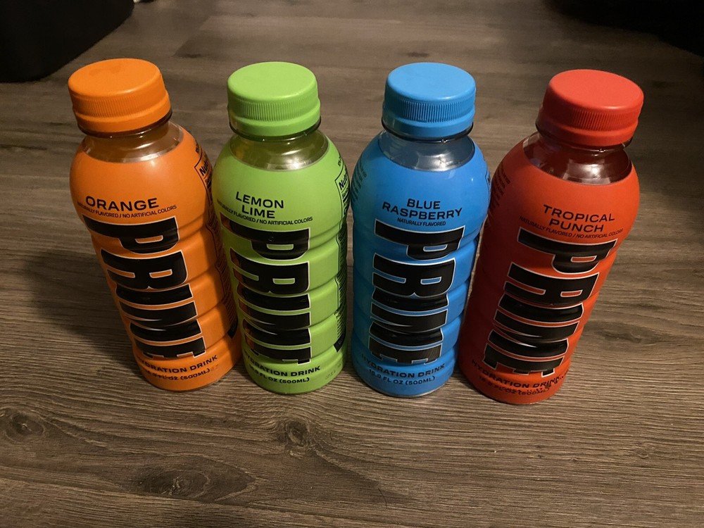 prime hydration 4 pack Lemon Lime Fruit Punch Blue Raspberry Orange