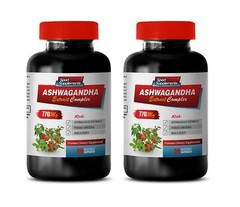 stress relief pills ASHWAGANDHA ROOT COMPLEX 770mg mood enhancer pills 2 Bottles