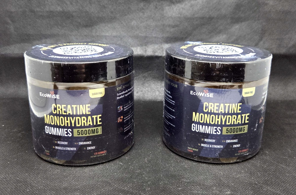Lot Of 2 Ecowise Creatine Monohydrate Gummies 5000mg Sugar Free 240 Mango