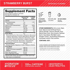 Optimum Nutrition Amino Energy Hydration + Focus Powder, Strawberry Burst 9.5 oz