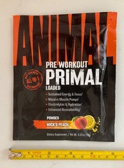 Animal Pre Workout Primal Loaded Wick’d Peach 0.67 oz Single Serving Exp 12/2026
