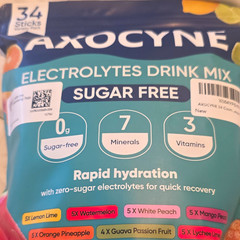AXOCYNE Electrolytes Drink Mix Powder Packets Variety 34 Sticks Sugar Free