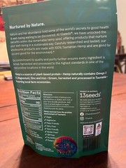 13 seeds Tasmanian hemp protein powder. Non GM, no chemicals, vegan. 7 servings