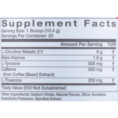 Pre-Workout Powder, Blue Slush, 20 Servings, 200Mg Caffeine