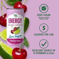 Energy Energy Drink 8 fl. oz. Can Pack of 24 (8 Fl Oz) Zero Sugar Cherry Lime