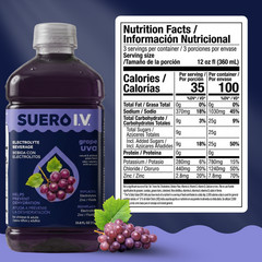 Suero I.V. Electrolyte Drink, Grape Flavor 33.8 fl oz – Hydrate