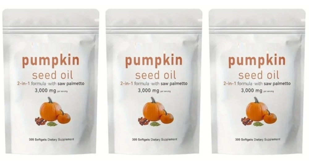 Pumpkin Seed Oil Saw Palmetto 3000mg 3X300gel Cold Press Virgin Oil Phytosterols