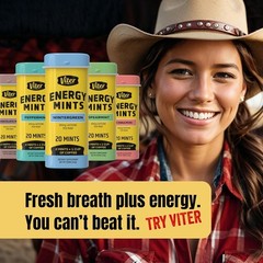 Viter Energy Mints 40mg Caffeine & B Vitamins -Sugar Free Variety Pack -5 Flavor