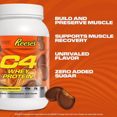 C4 Whey Protein Powder Reese’s Peanut Butter Cup 25g Protein 18 Servings