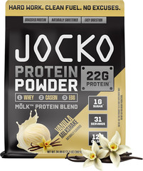 Jocko Mölk Whey Protein, 22g, Monk Fruit Blend, 31 Servings (Vanilla Milkshake)