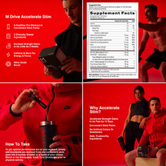 M Drive Accelerate Pre Workout Mix Berry, 30 Packs Strength Endurance Hydration