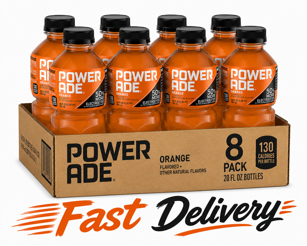 Powerade Orange Sports Drink Multipack Bottles – 20 fl oz (Pack of 8)