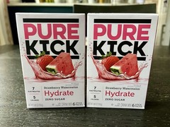 TWO Boxes of Pure Kick Hydrate Strawberry Watermelon Drink Mix Zero Sugar 6pk