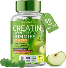 Creatine Monohydrate Gummies Sugar Free 5000mg 5g Per Serving Sour Green Apple