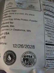 Orgnisulmte Egg White Protein Powder 8 oz Pasteurized Dried Egg Whites 12/28