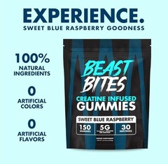 BEAST BITES Creatine Infused Gummies Sweet Blue Raspberry Vegan Gluten Free