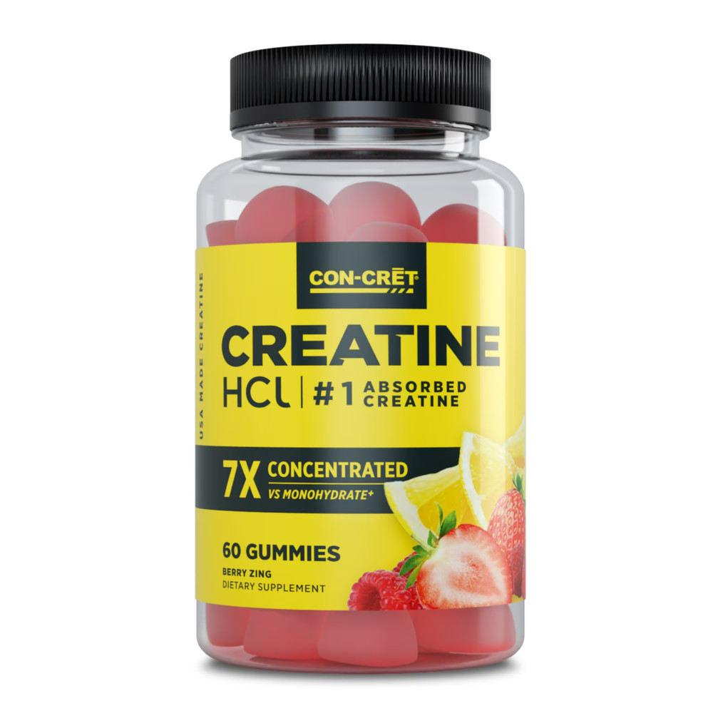 CON-CRET Creatine HCl Gummies, Sour Berry Zing Flavor 60 count