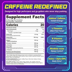 Energy & Focus Gummies with 100mg Caffeine Anhydrous for Gamers, Workers, etc
