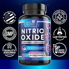 Nitric Oxide Booster w/ L-Arginine 2560mg Highest Potency Muscle Pump Supplement