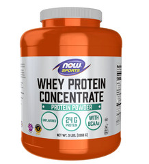 NOW Sports Whey Protein Concentrate Unflavored 5lb 24g Protein