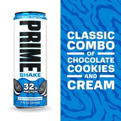 PRIME Shakes, Cookies & Cream, 32g Protein Shake for 11 Fl Oz (Pack of 12)