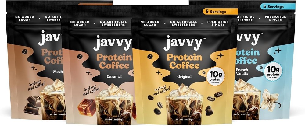 Javvy Protein Iced Coffee Whey Protein Cold Brew Variety 4 Pack 20 Servings