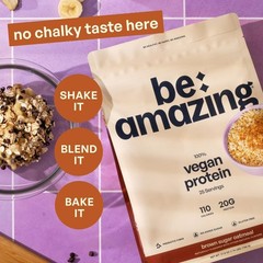 BE AMAZING Vegan Protein Powder – Brown Sugar Oatmeal Flavor (25 Servings)