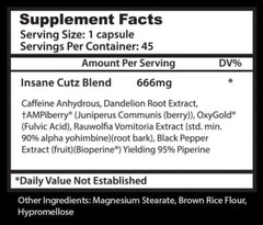 INSANE LABZ INSANE CUTZ 45 Capsules