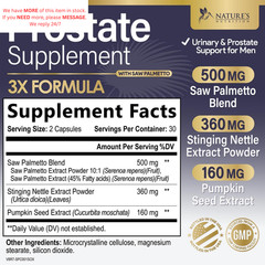 Prostate Health Supplements for Men – 3X Strength with 60 Count (Pack of 1)