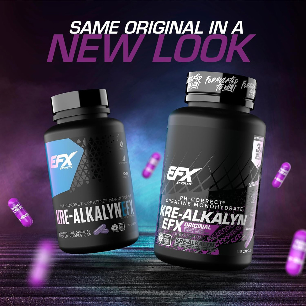 EFX SPORTS KRE ALKALYN PH-Correct Creatine Monohydrate Muscle 120 Capsules