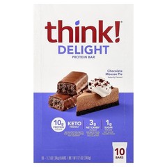 think! Protein Bar Chocolate Mousse Pie 34g Protein 10 Bars EXP 08/2026